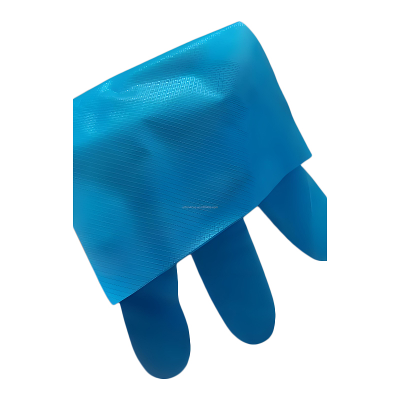 Tahan bahan kimia Sarung tangan TPE biru (pola berlian) Tahan bahan kimia Sarung tangan TPE biru (pola berlian)
